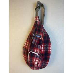 KAVU Rope Sling Crossbody Bag Buffalo Plaid Red Black Travel **See Description